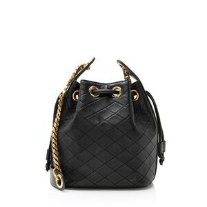 Saint Laurent Quilted Lambskin Cassandre Small Bucket Bag